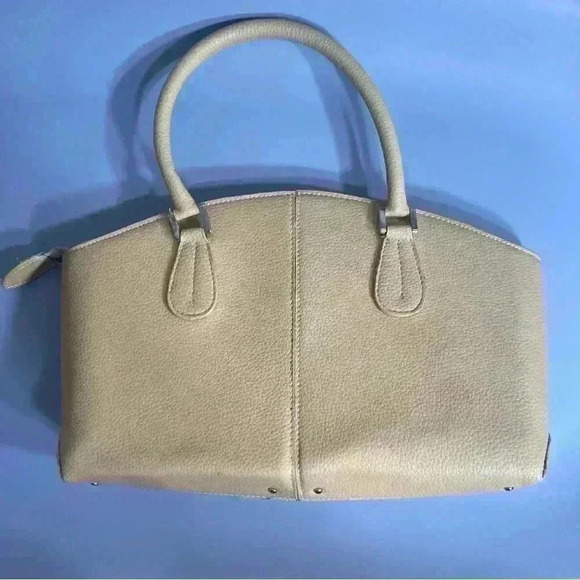 Vintage Tods leather cream shoulder bag small handbag white stitching detail - Picture 3 of 16